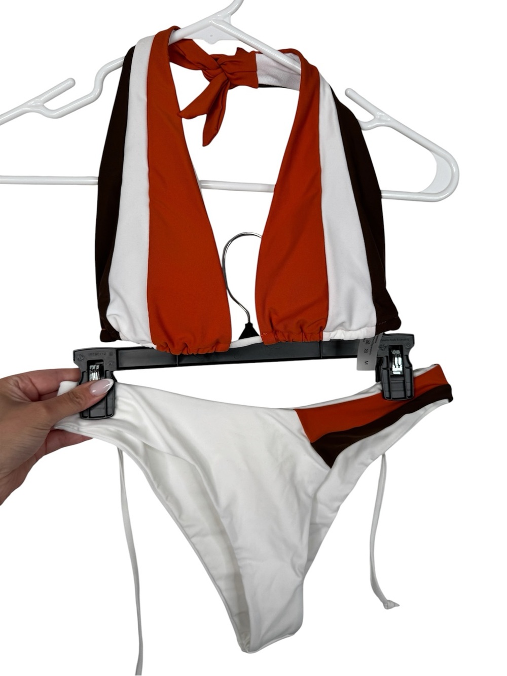 Women’s Colorblock Two-Piece Swim Suit - White & Orange